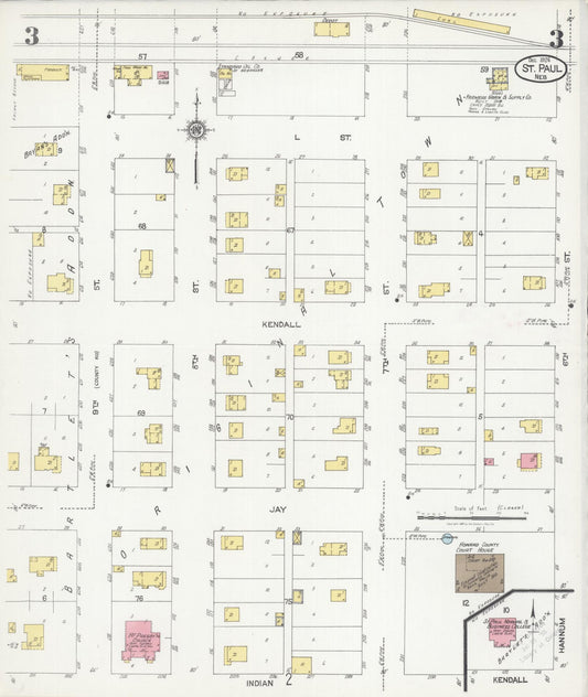 Sanborn Fire Insurance Map from Saint Paul, Howard County, Nebraska (1924), Sheet #0003 - Historic Sanborn Fire Insurance Map Print, vintage old map wall art, antique decor, genealogy gift, Nebraska Nebraska map