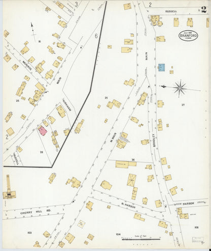Sanborn Fire Insurance Map from Branford, New Haven County, Connecticut (1908), Sheet #0002 - Complete Map Set gallery image, historic Sanborn map, vintage wall art, Connecticut Connecticut