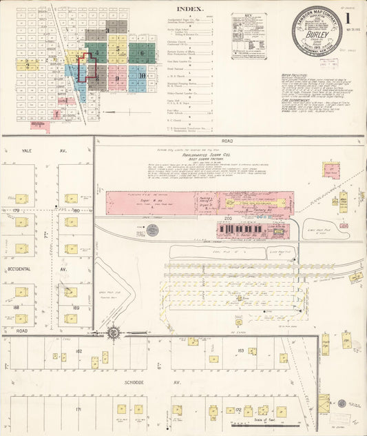 Sanborn Fire Insurance Map from Burley, Cassia County, Idaho (1915), Sheet #0001 - Historic Sanborn Fire Insurance Map Print, vintage old map wall art, antique decor, genealogy gift, Idaho Idaho map