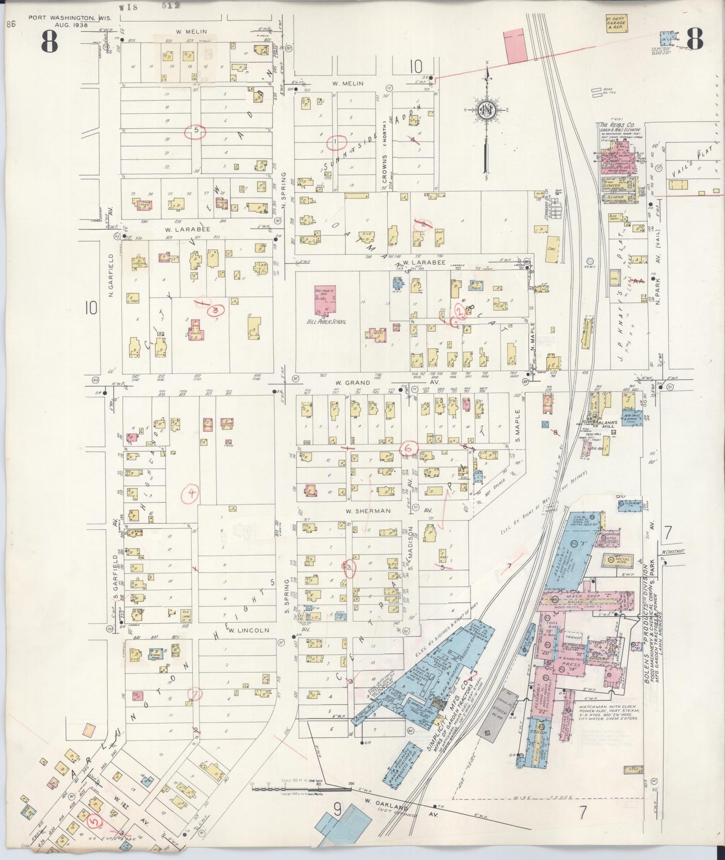 Sanborn Fire Insurance Map from Port Washington, Ozaukee County, Wisconsin (1949), Sheet #0008 - Historic Sanborn Fire Insurance Map Print, vintage old map wall art, antique decor, genealogy gift, Wisconsin Wisconsin map