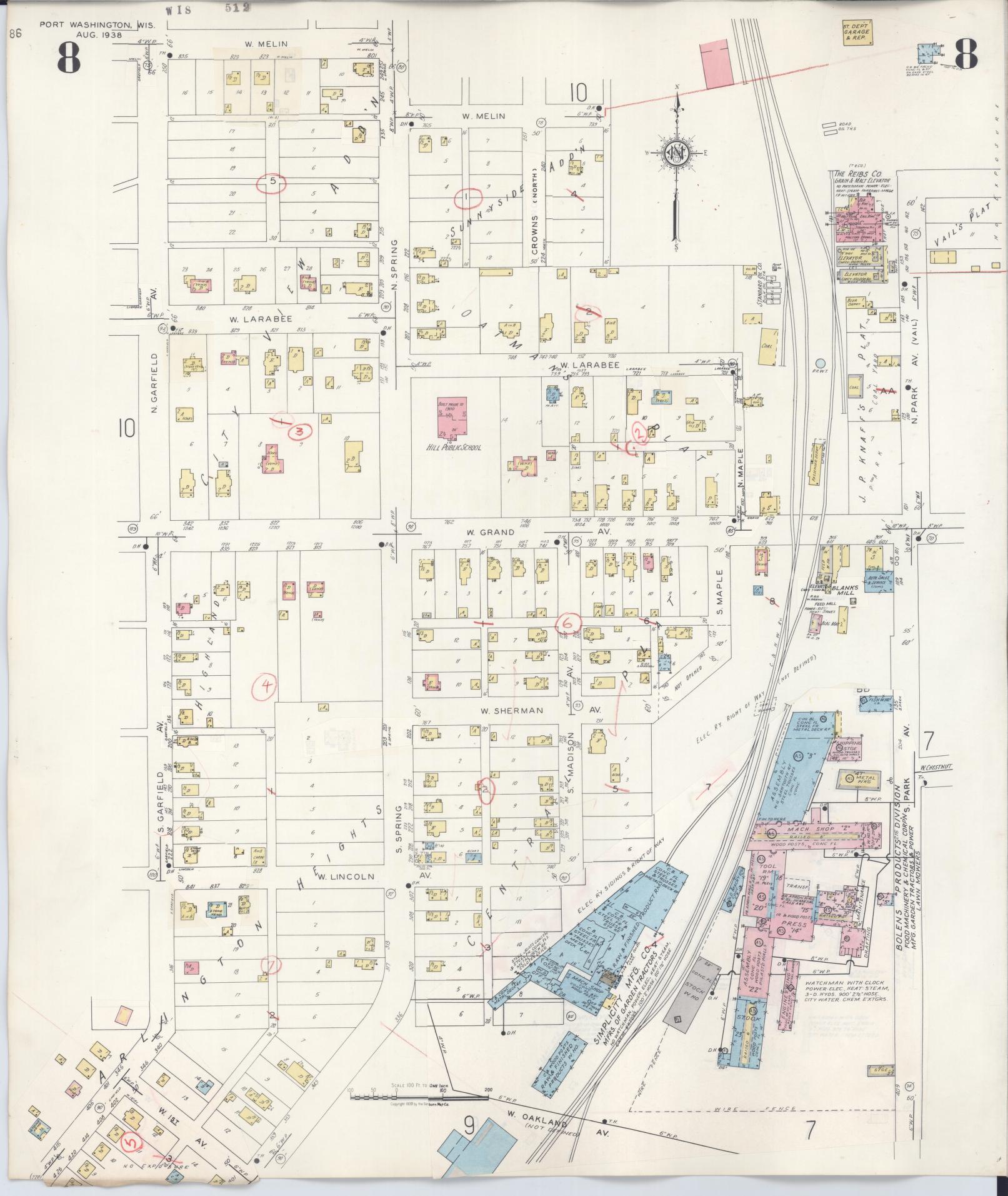 Sanborn Fire Insurance Map from Port Washington, Ozaukee County, Wisconsin (1949), Sheet #0008 - Historic Sanborn Fire Insurance Map Print, vintage old map wall art, antique decor, genealogy gift, Wisconsin Wisconsin map