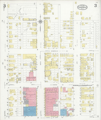 Sanborn Fire Insurance Map from Seminole, Seminole County, Oklahoma (1927), Sheet #0003 - Complete Map Set gallery image, historic Sanborn map, vintage wall art, Oklahoma Oklahoma