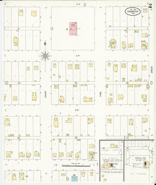 Sanborn Fire Insurance Map from Hoisington, Barton County, Kansas (1905), Sheet #0002 - Historic Sanborn Fire Insurance Map Print, vintage old map wall art, antique decor, genealogy gift, Kansas Kansas map