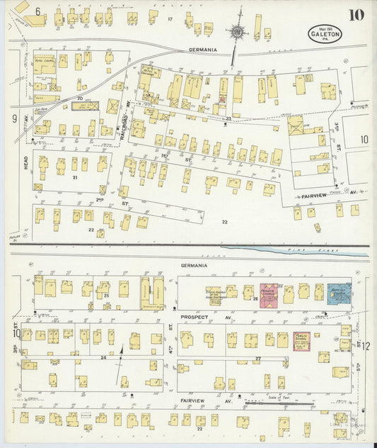 Sanborn Fire Insurance Map from Galeton, Potter County, Pennsylvania (1911), Sheet #0010 - Historic Sanborn Fire Insurance Map Print, vintage old map wall art, antique decor, genealogy gift, Pennsylvania Pennsylvania map