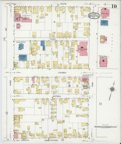 Sanborn Fire Insurance Map from Bristol, Bristol County, Rhode Island (1920), Sheet #0010 - Complete Map Set gallery image, historic Sanborn map, vintage wall art, Rhode Island Rhode Island