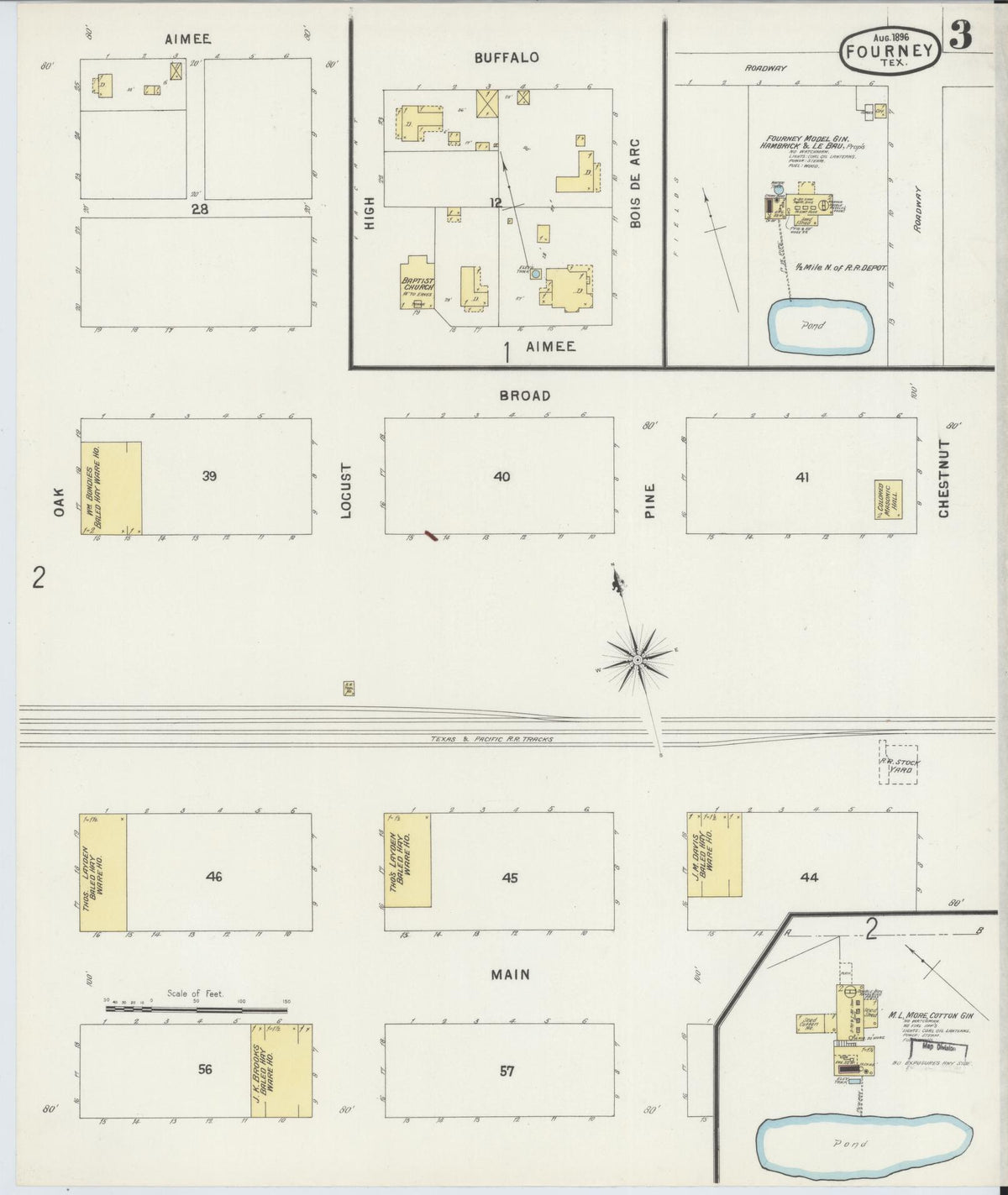 Sanborn Fire Insurance Map from Forney, Kaufman County, Texas (1896), Sheet #0003 - Historic Sanborn Fire Insurance Map Print, vintage old map wall art, antique decor, genealogy gift, Texas Texas map