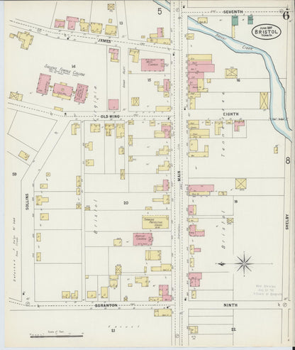 Sanborn Fire Insurance Map from Bristol, Sullivan County, Tennessee (1898), Sheet #0006 - Complete Map Set gallery image, historic Sanborn map, vintage wall art, Tennessee Tennessee