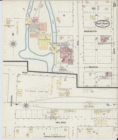 Sanborn Fire Insurance Map from West Point, Cuming County, Nebraska (1889), Sheet #0003 - Complete Map Set gallery image, historic Sanborn map, vintage wall art, Nebraska Nebraska