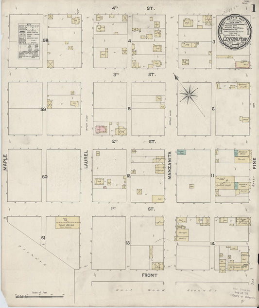 Sanborn Fire Insurance Map from Central Point, Jackson County, Oregon. (1890) – Historic Sanborn Fire Insurance Map Print