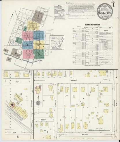 Sanborn Fire Insurance Map from Forrest City, Saint Francis County, Arkansas (1913), Sheet #0001 - Complete Map Set gallery image, historic Sanborn map, vintage wall art, Arkansas Arkansas