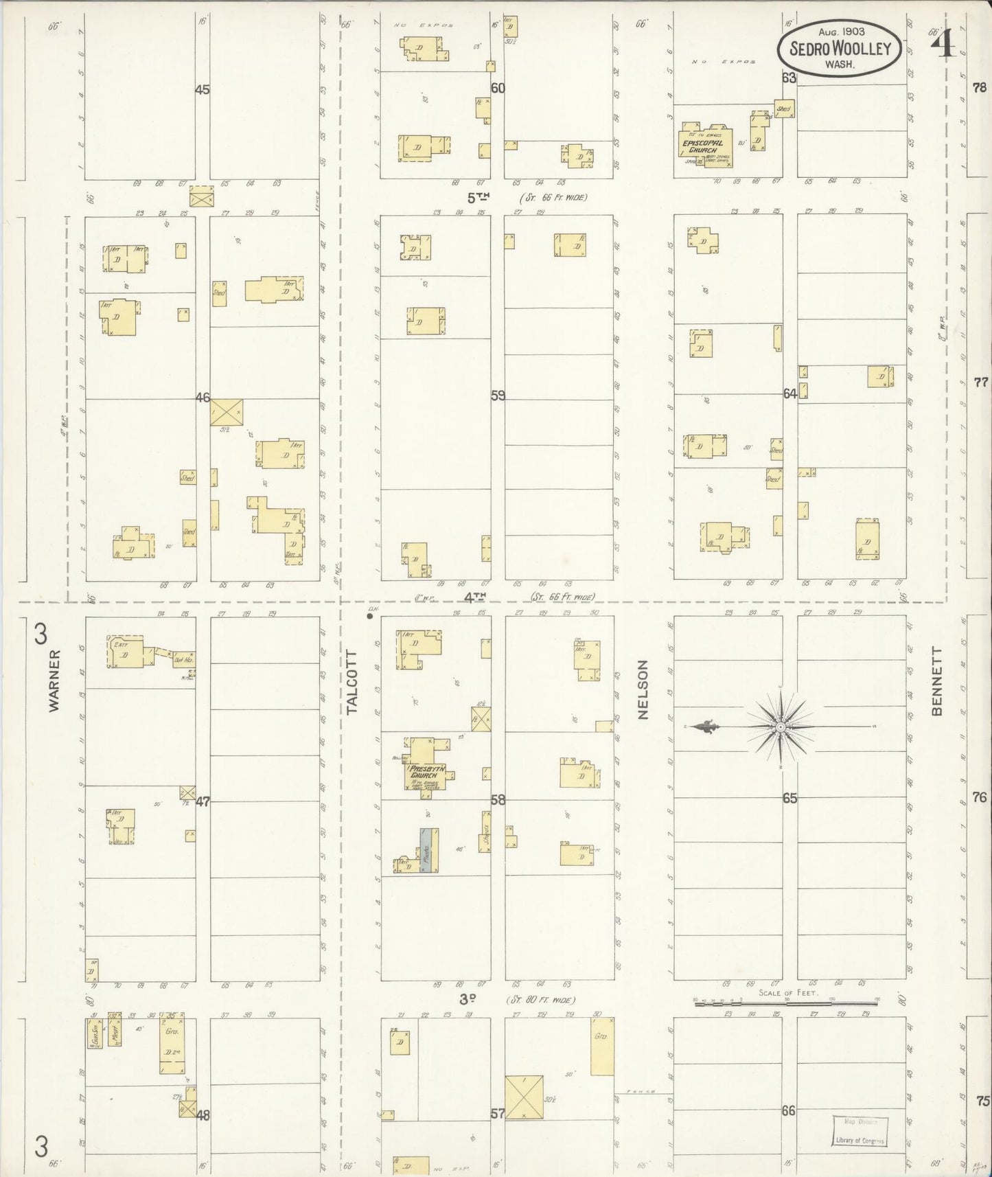 Sanborn Fire Insurance Map from Sedro Woolley, Skagit County, Washington (1903), Sheet #0004 - Complete Map Set gallery image, historic Sanborn map, vintage wall art, Washington Washington
