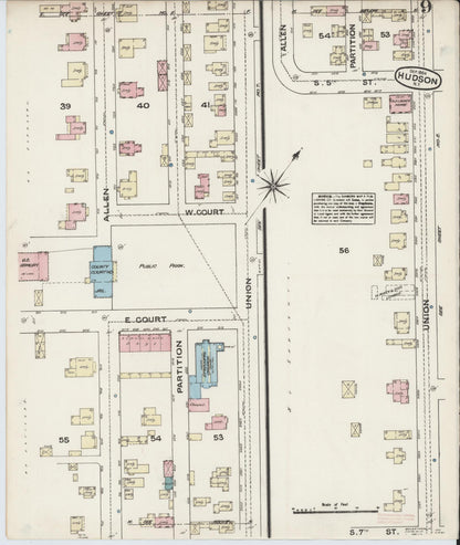 Sanborn Fire Insurance Map from Hudson, Columbia County, New York (1884), Sheet #0009 - Complete Map Set gallery image, historic Sanborn map, vintage wall art, New York New York