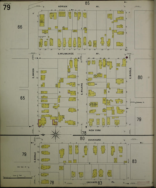 Sanborn Fire Insurance Map from Jackson, Jackson County, Michigan (1907), Sheet #0079 - Historic Sanborn Fire Insurance Map Print, vintage old map wall art, antique decor, genealogy gift, Michigan Michigan map