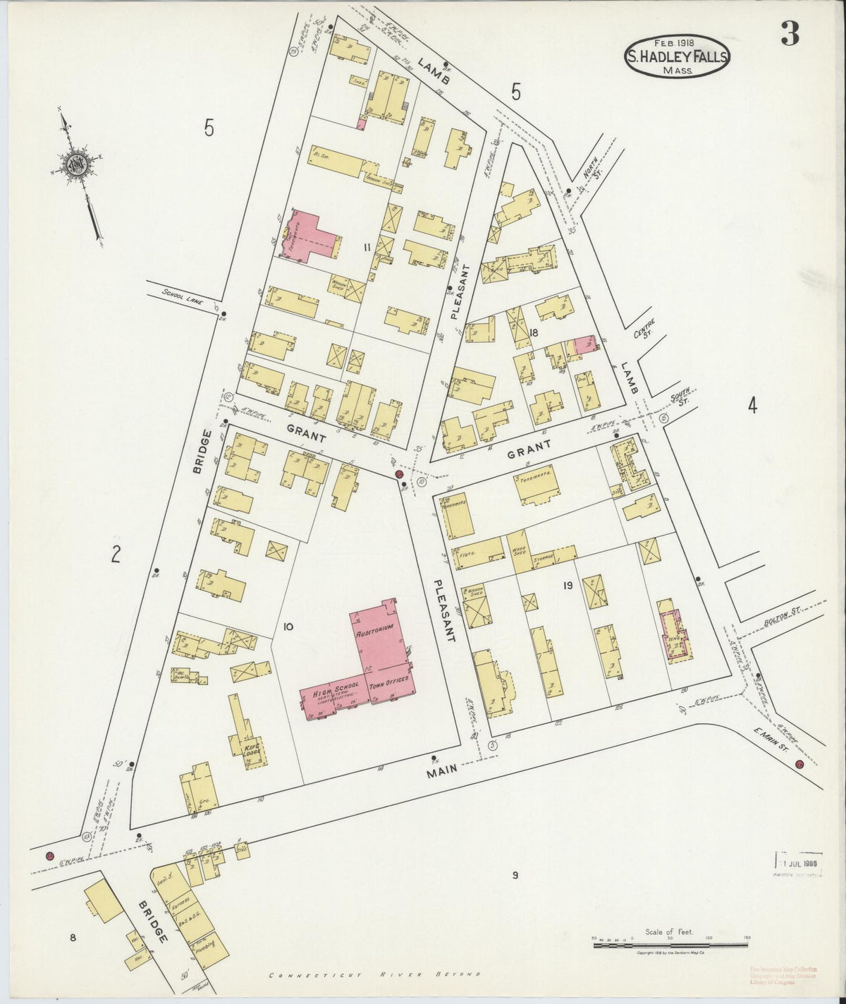 Sanborn Fire Insurance Map from South Hadley Falls, Hampshire County, Massachusetts (1918), Sheet #0003 - Complete Map Set gallery image, historic Sanborn map, vintage wall art, Massachusetts Massachusetts