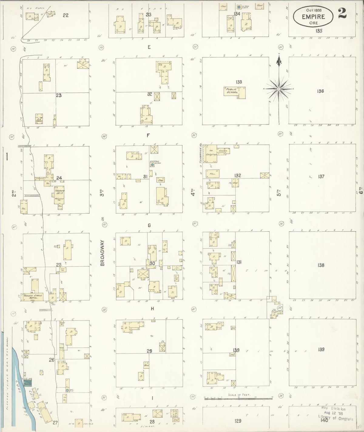 Sanborn Fire Insurance Map from Empire, Coos County, Oregon (1898), Sheet #0002 - Historic Sanborn Fire Insurance Map Print, vintage old map wall art, antique decor, genealogy gift, Oregon Oregon map