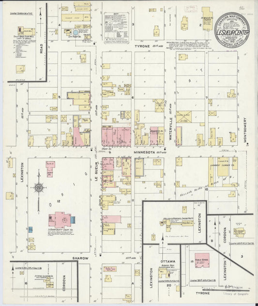 Sanborn Fire Insurance Map from Le Sueur Center, Le Sueur County, Minnesota (1910), Sheet #0001 - Historic Sanborn Fire Insurance Map Print, vintage old map wall art, antique decor, genealogy gift, Minnesota Minnesota map