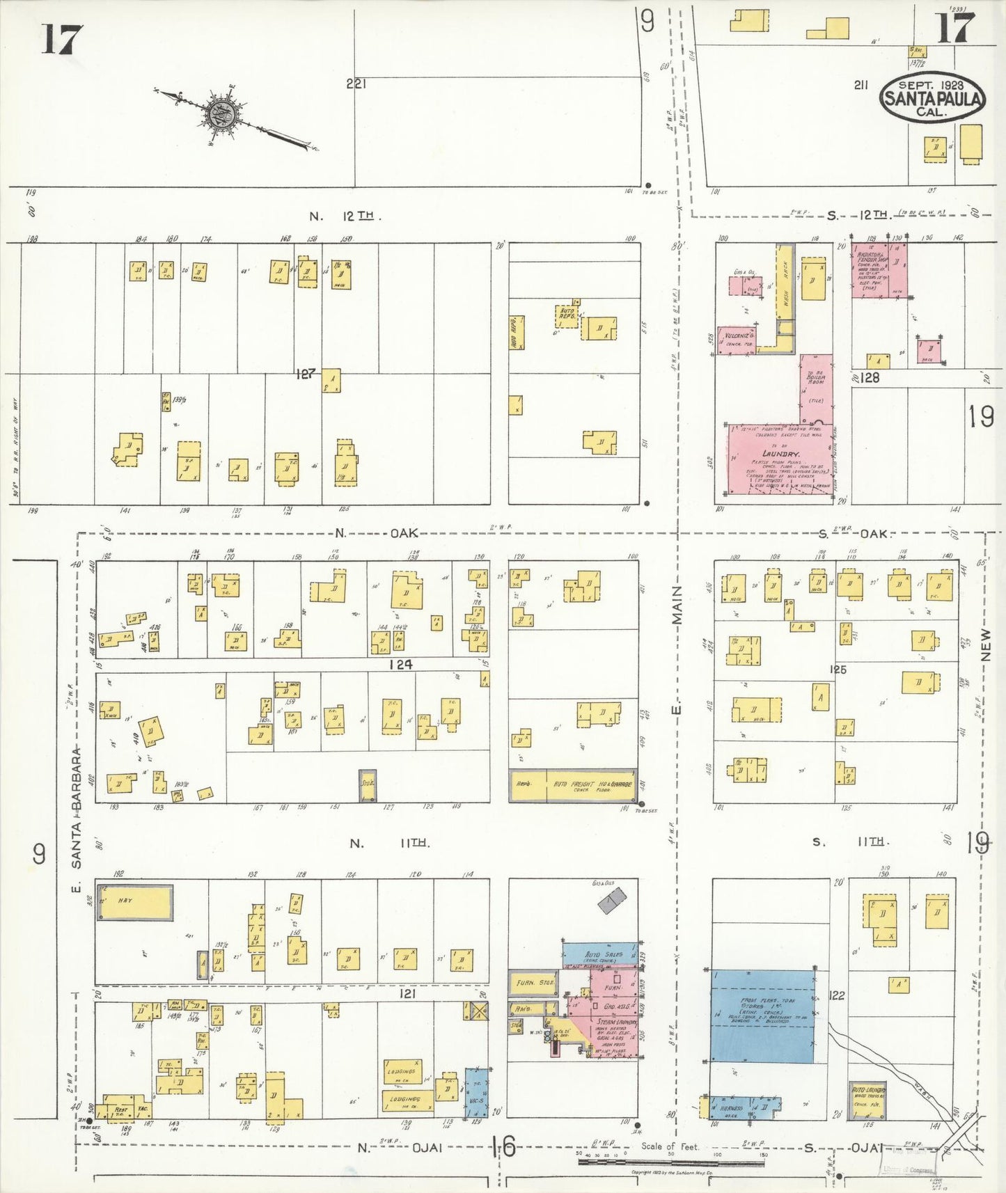 Sanborn Fire Insurance Map from Santa Paula, Ventura County, California (1923), Sheet #0017 - Complete Map Set gallery image, historic Sanborn map, vintage wall art, California California