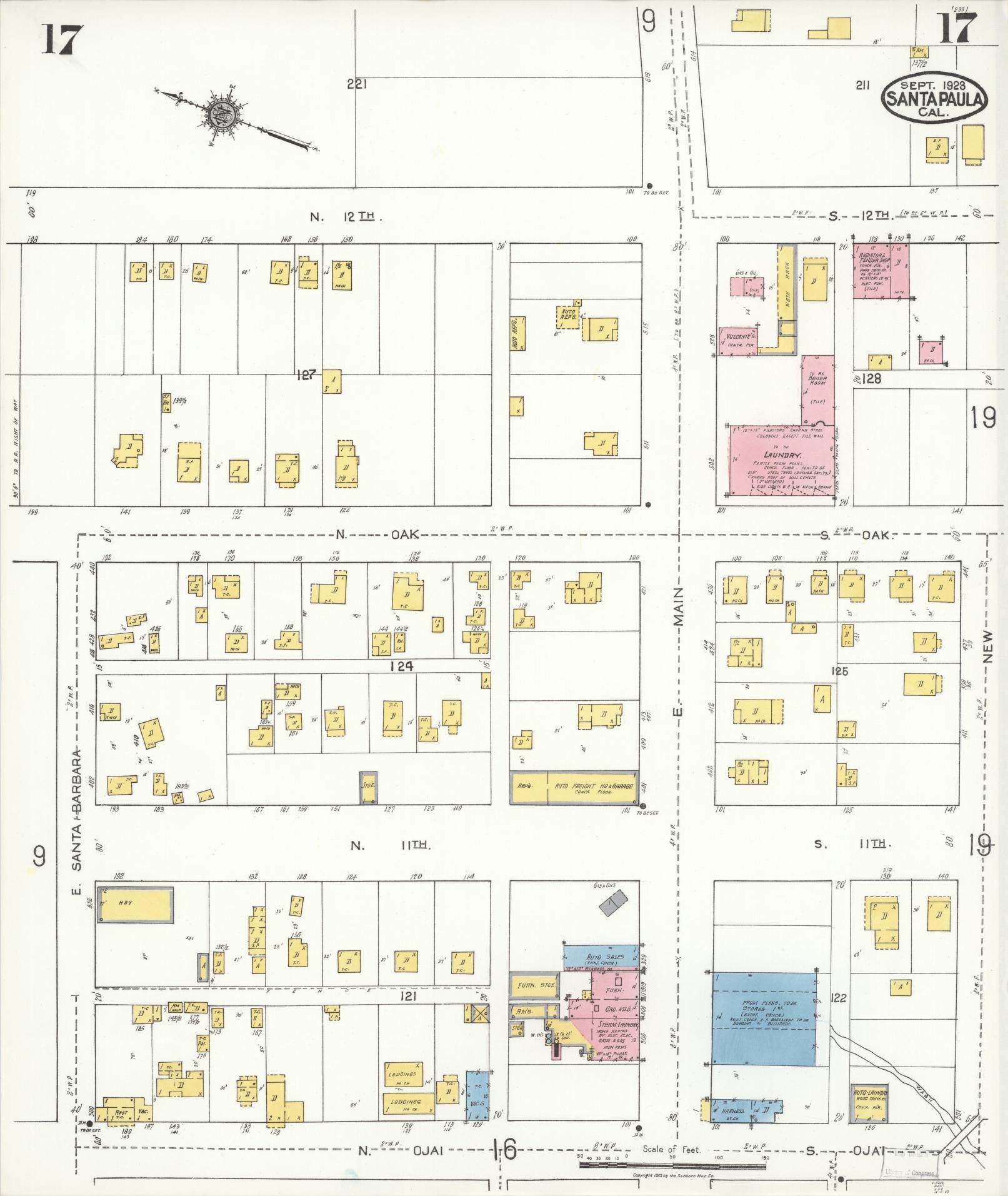 Sanborn Fire Insurance Map from Santa Paula, Ventura County, California (1923), Sheet #0017 - Complete Map Set gallery image, historic Sanborn map, vintage wall art, California California
