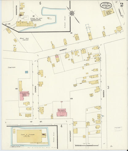 Sanborn Fire Insurance Map from Athens, Greene County, New York (1912), Sheet #0002 - Historic Sanborn Fire Insurance Map Print, vintage old map wall art, antique decor, genealogy gift, New York New York map
