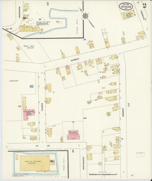 Sanborn Fire Insurance Map from Athens, Greene County, New York (1912), Sheet #0002 - Historic Sanborn Fire Insurance Map Print, vintage old map wall art, antique decor, genealogy gift, New York New York map