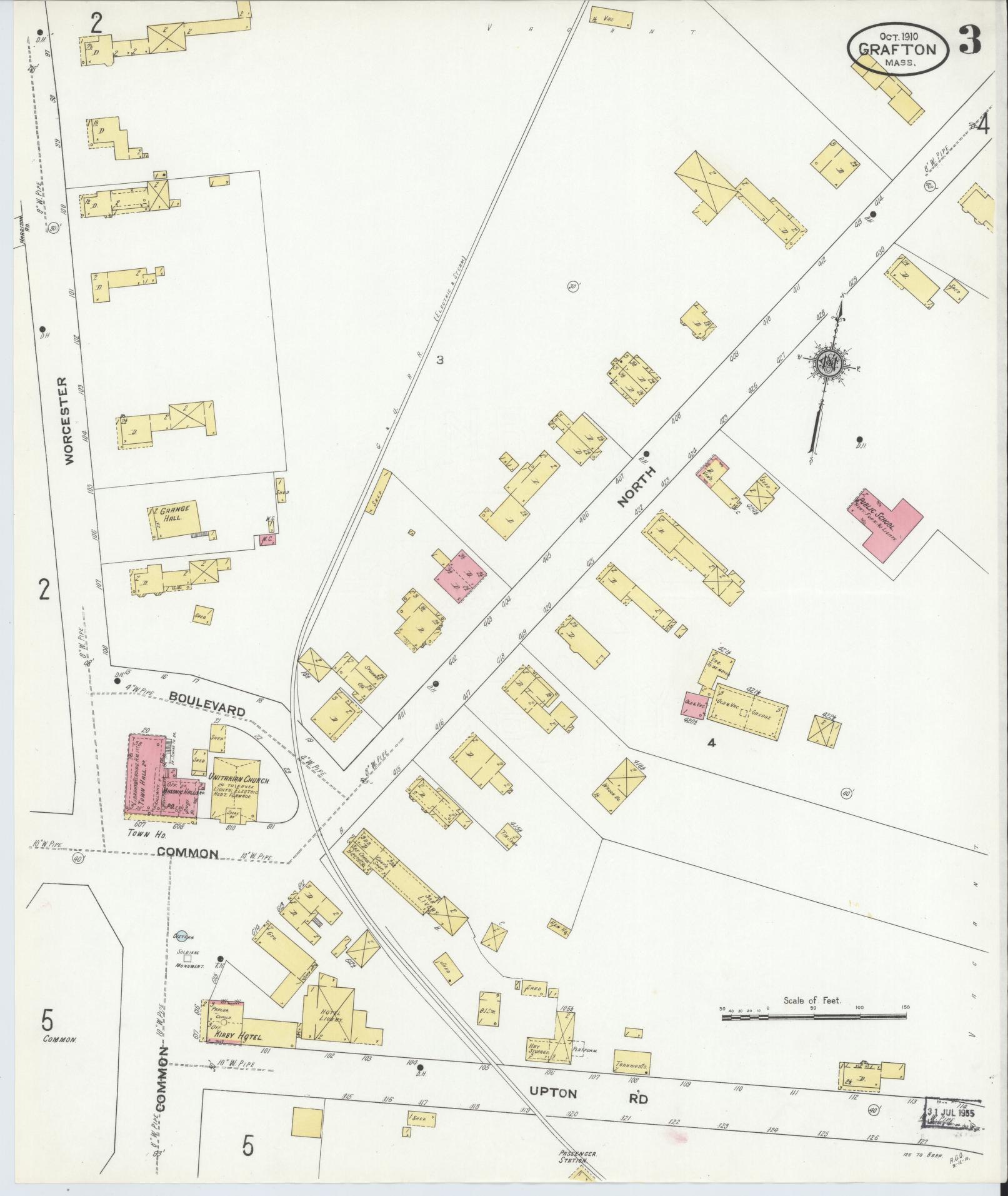 Sanborn Fire Insurance Map from Grafton, Worcester County, Massachusetts (1910), Sheet #0003 - Complete Map Set gallery image, historic Sanborn map, vintage wall art, Massachusetts Massachusetts