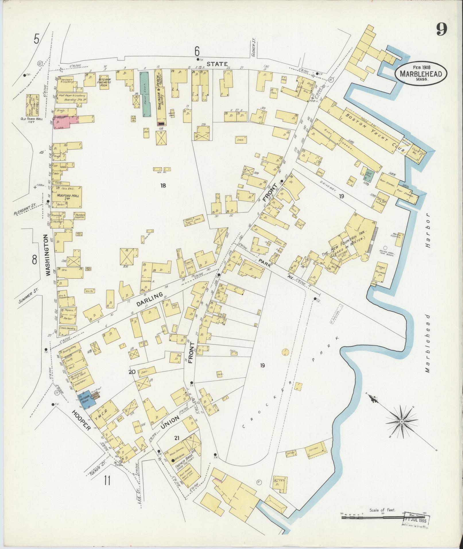 Sanborn Fire Insurance Map from Marblehead, Essex County, Massachusetts (1908), Sheet #0009 - Complete Map Set gallery image, historic Sanborn map, vintage wall art, Massachusetts Massachusetts