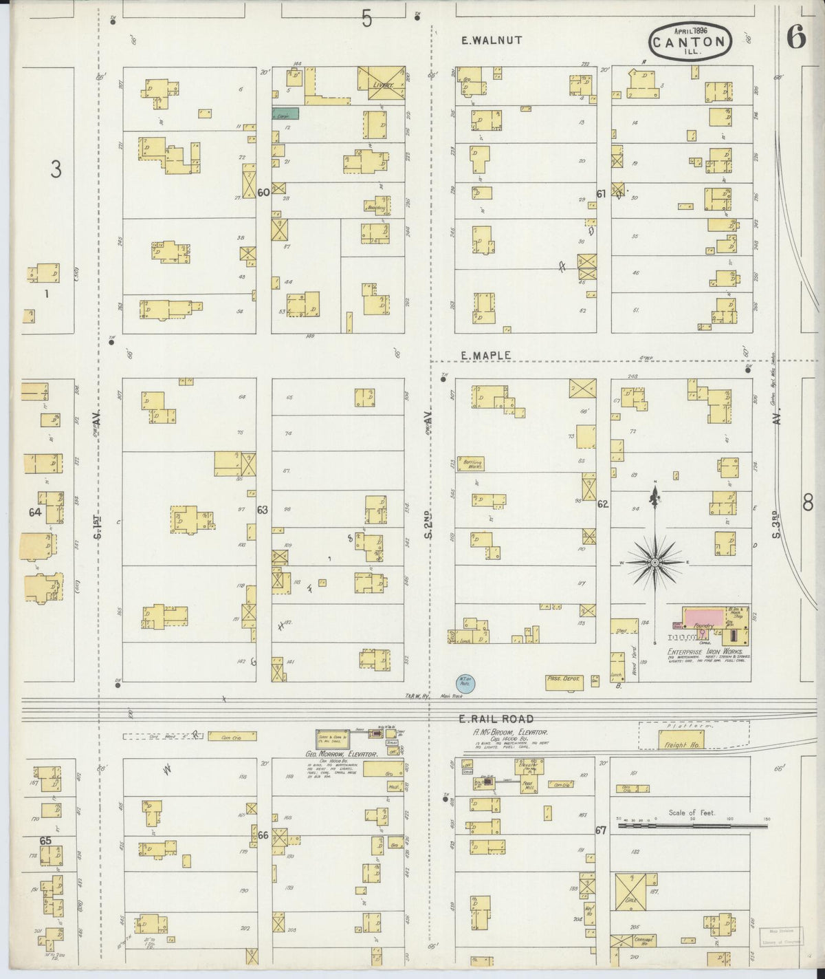 Sanborn Fire Insurance Map from Canton, Fulton County, Illinois (1896), Sheet #0006 - Complete Map Set gallery image, historic Sanborn map, vintage wall art, Illinois Illinois