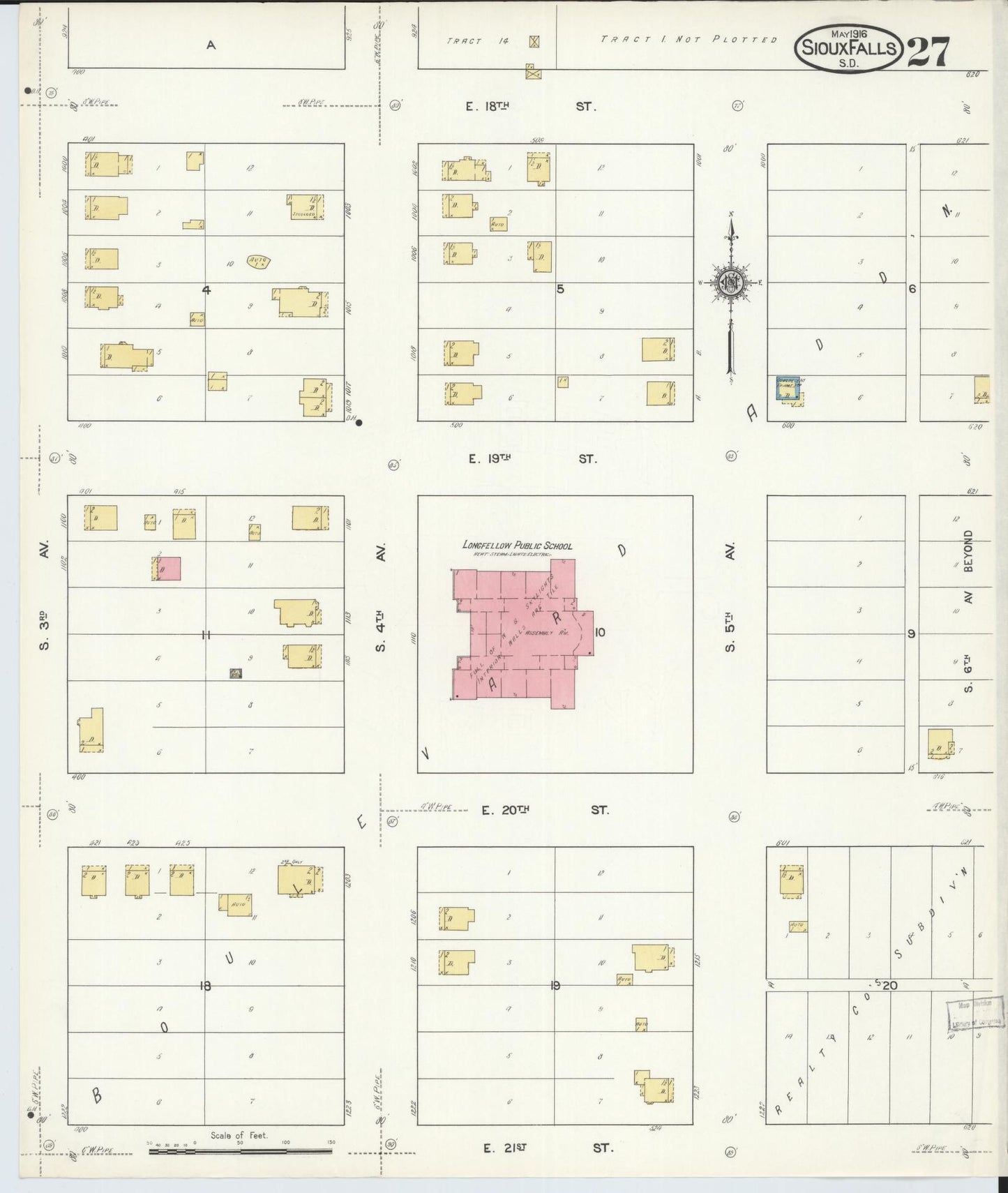 Sanborn Fire Insurance Map from Sioux Falls, Minnehaha County, South Dakota (1916), Sheet #0027 - Complete Map Set gallery image, historic Sanborn map, vintage wall art, South Dakota South Dakota