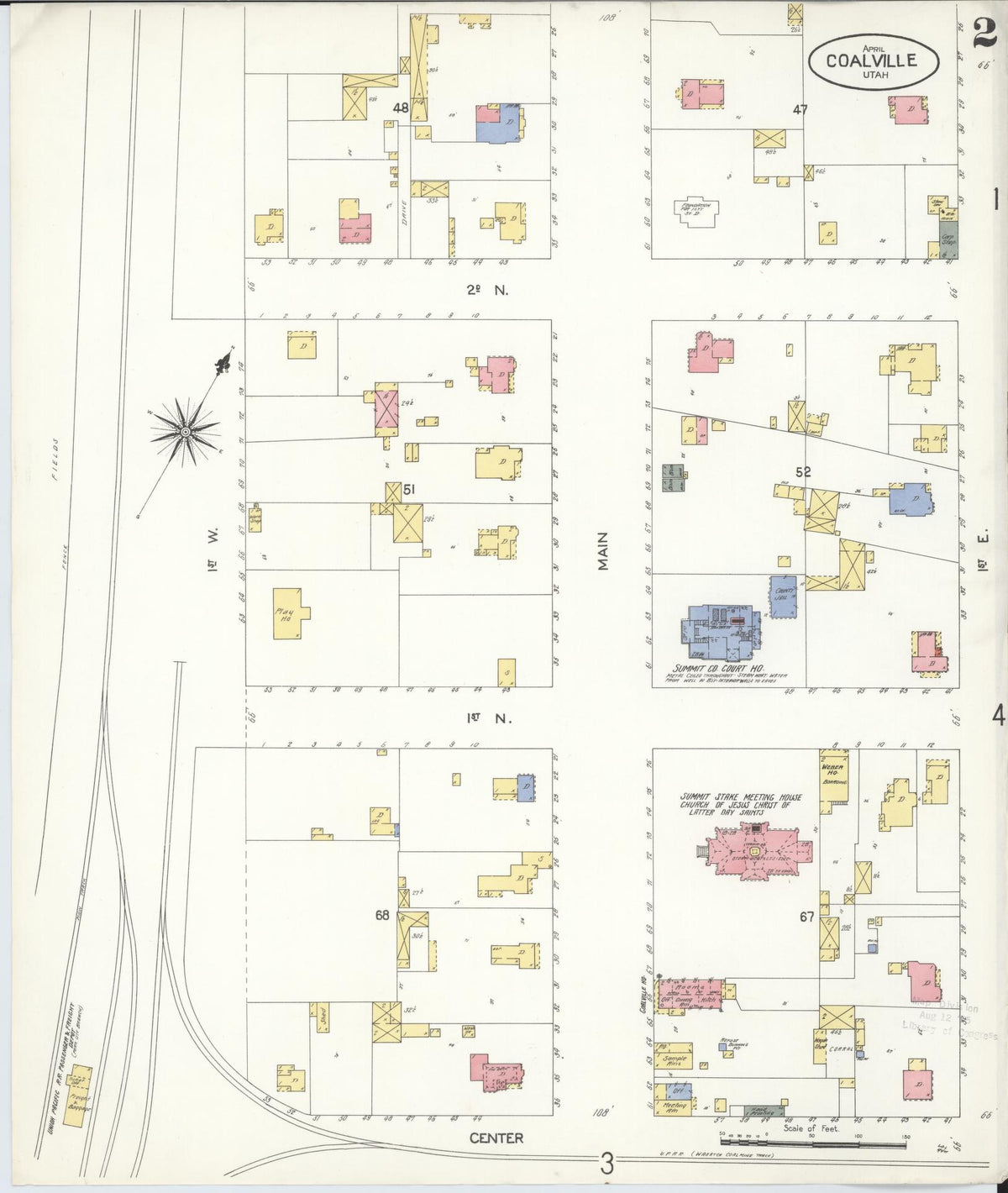 Sanborn Fire Insurance Map from Coalville, Summit County, Utah (1907), Sheet #0002 - Complete Map Set gallery image, historic Sanborn map, vintage wall art, Utah Utah