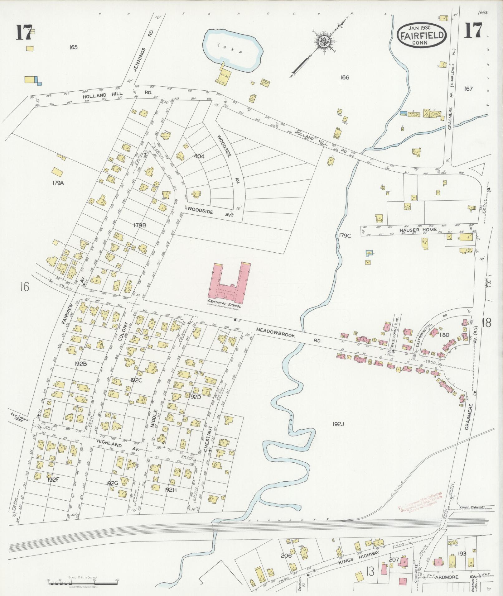 Sanborn Fire Insurance Map from Fairfield, Fairfield County, Connecticut (1930), Sheet #0017 - Complete Map Set gallery image, historic Sanborn map, vintage wall art, Connecticut Connecticut