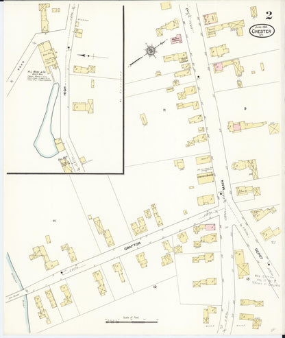 Sanborn Fire Insurance Map from Chester, Windsor County, Vermont (1912), Sheet #0002 - Complete Map Set gallery image, historic Sanborn map, vintage wall art, Vermont Vermont