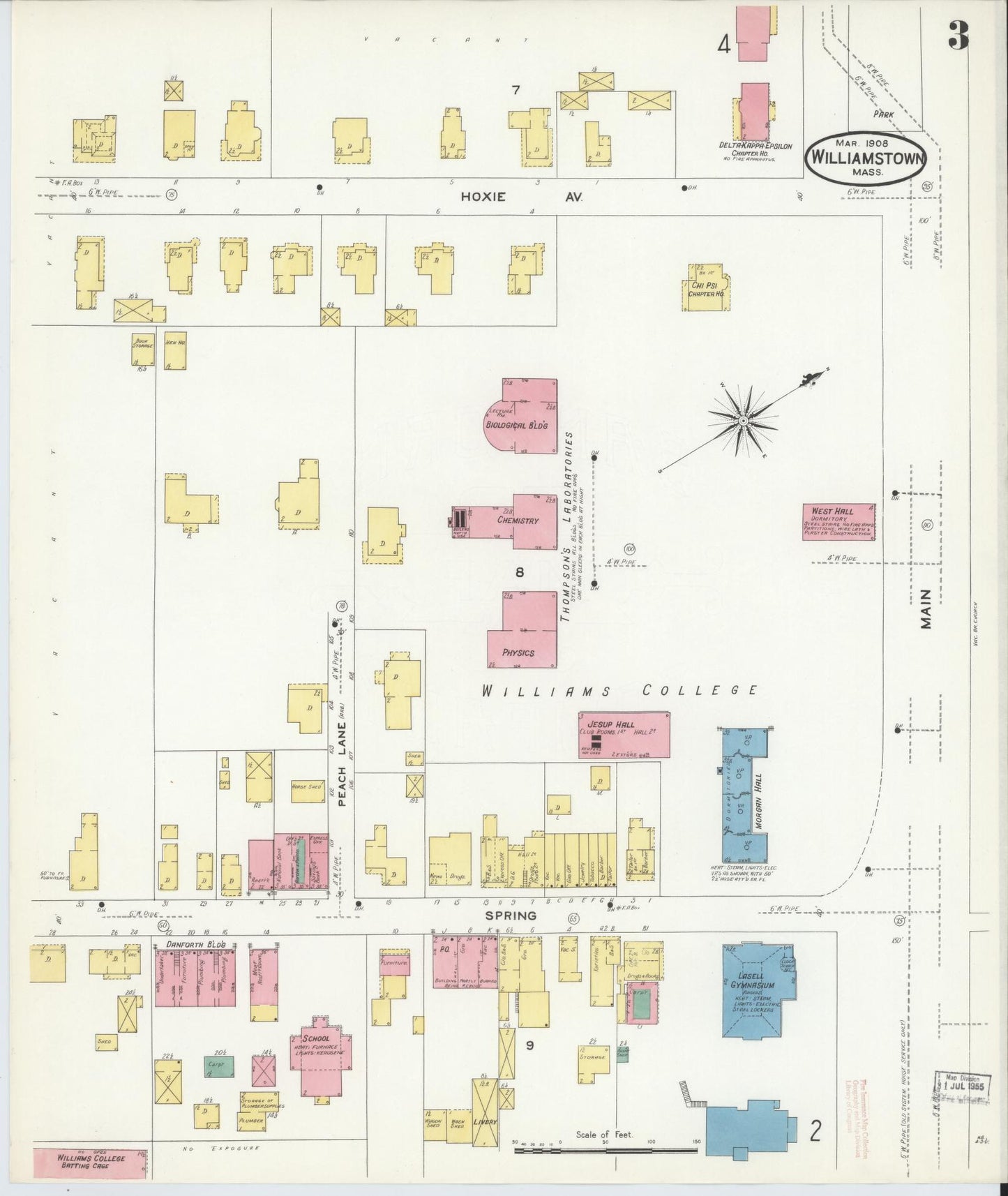 Sanborn Fire Insurance Map from Williamstown, Berkshire County, Massachusetts (1908), Sheet #0003 - Complete Map Set gallery image, historic Sanborn map, vintage wall art, Massachusetts Massachusetts