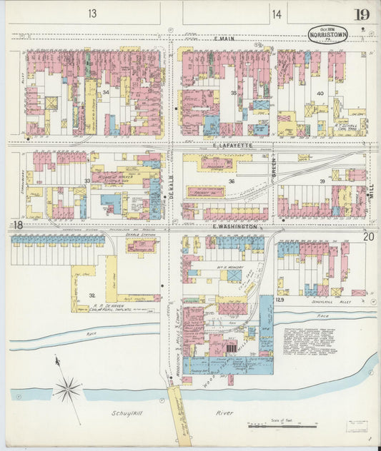 Sanborn Fire Insurance Map from Norristown, Montgomery County, Pennsylvania (1896), Sheet #0019 - Historic Sanborn Fire Insurance Map Print, vintage old map wall art, antique decor, genealogy gift, Pennsylvania Pennsylvania map