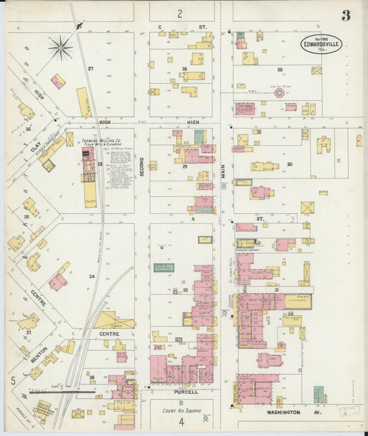 Sanborn Fire Insurance Map from Edwardsville, Madison County, Illinois (1902), Sheet #0003 - Historic Sanborn Fire Insurance Map Print, vintage old map wall art, antique decor, genealogy gift, Illinois Illinois map