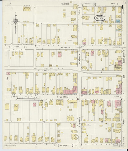 Sanborn Fire Insurance Map from Salem, Columbiana County, Ohio (1915), Sheet #0004 - Historic Sanborn Fire Insurance Map Print, vintage old map wall art, antique decor, genealogy gift, Ohio Ohio map
