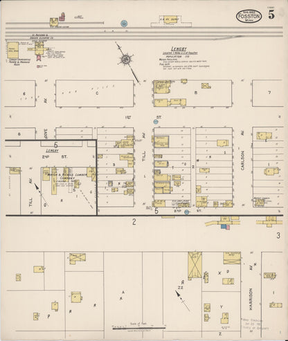 Sanborn Fire Insurance Map from Fosston, Polk County, Minnesota (1922), Sheet #0005 - Historic Sanborn Fire Insurance Map Print, vintage old map wall art, antique decor, genealogy gift, Minnesota Minnesota map