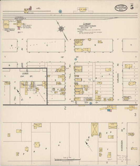 Sanborn Fire Insurance Map from Fosston, Polk County, Minnesota (1922), Sheet #0005 - Historic Sanborn Fire Insurance Map Print, vintage old map wall art, antique decor, genealogy gift, Minnesota Minnesota map
