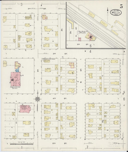 Sanborn Fire Insurance Map from Wells, Faribault County, Minnesota (1914), Sheet #0005 - Historic Sanborn Fire Insurance Map Print, vintage old map wall art, antique decor, genealogy gift, Minnesota Minnesota map
