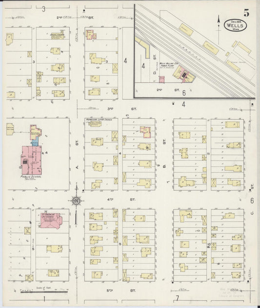 Sanborn Fire Insurance Map from Wells, Faribault County, Minnesota (1914), Sheet #0005 - Historic Sanborn Fire Insurance Map Print, vintage old map wall art, antique decor, genealogy gift, Minnesota Minnesota map