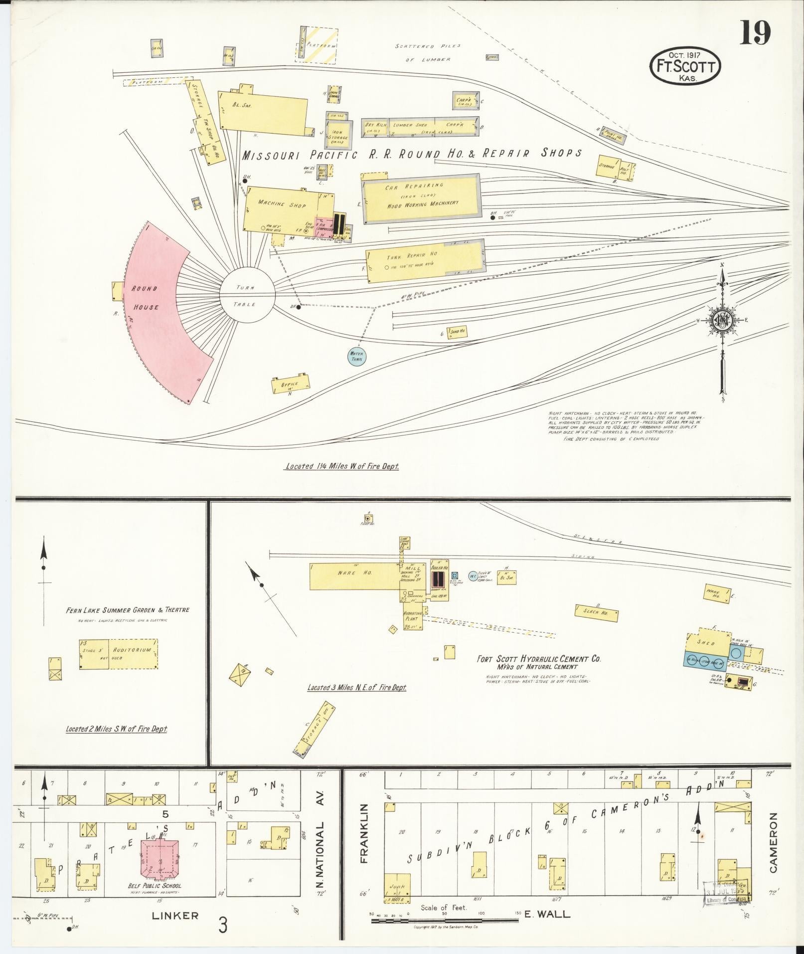 Sanborn Fire Insurance Map from Fort Scott, Bourbon County, Kansas (1917), Sheet #0019 - Historic Sanborn Fire Insurance Map Print, vintage old map wall art, antique decor, genealogy gift, Kansas Kansas map