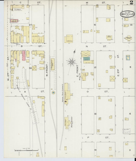 Sanborn Fire Insurance Map from Mayville, Traill County, North Dakota (1893), Sheet #0002 - Historic Sanborn Fire Insurance Map Print, vintage old map wall art, antique decor, genealogy gift, North Dakota North Dakota map