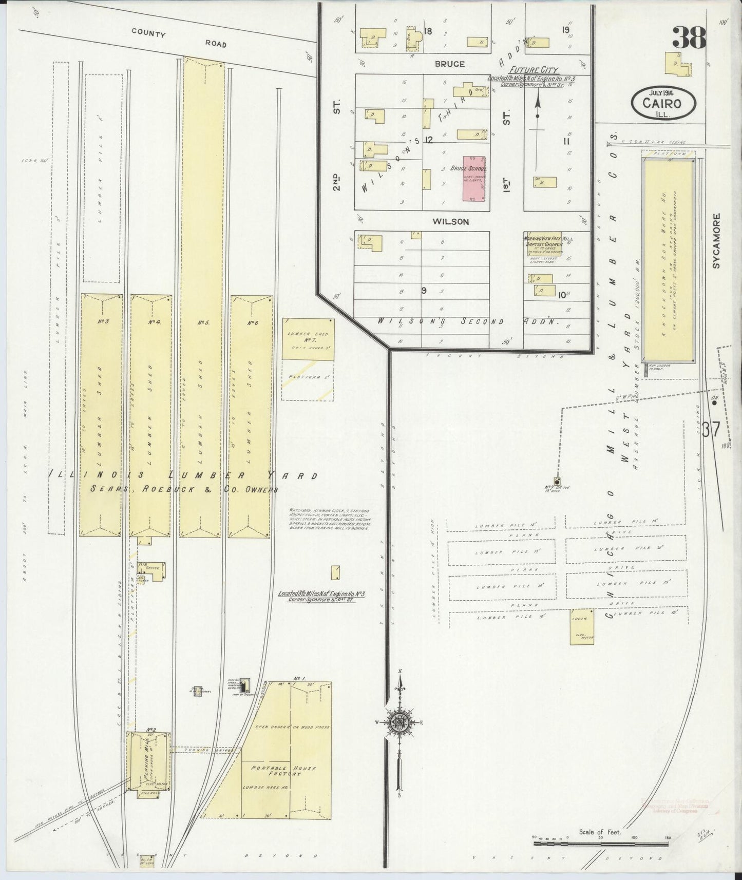 Sanborn Fire Insurance Map from Cairo, Alexander County, Illinois (1914), Sheet #0038 - Complete Map Set gallery image, historic Sanborn map, vintage wall art, Illinois Illinois