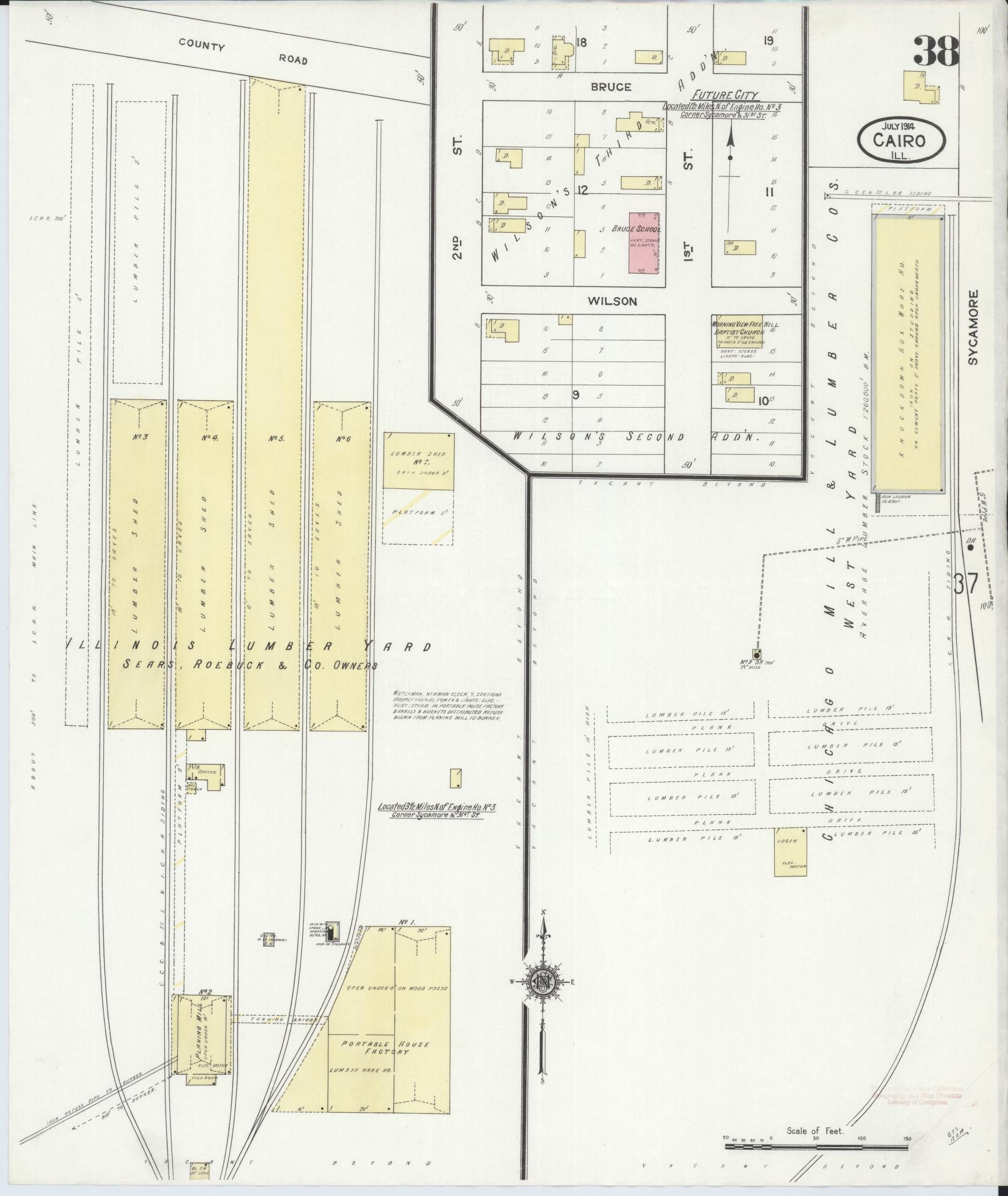 Sanborn Fire Insurance Map from Cairo, Alexander County, Illinois (1914), Sheet #0038 - Complete Map Set gallery image, historic Sanborn map, vintage wall art, Illinois Illinois