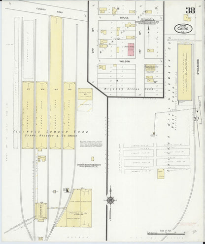 Sanborn Fire Insurance Map from Cairo, Alexander County, Illinois (1914), Sheet #0038 - Complete Map Set gallery image, historic Sanborn map, vintage wall art, Illinois Illinois
