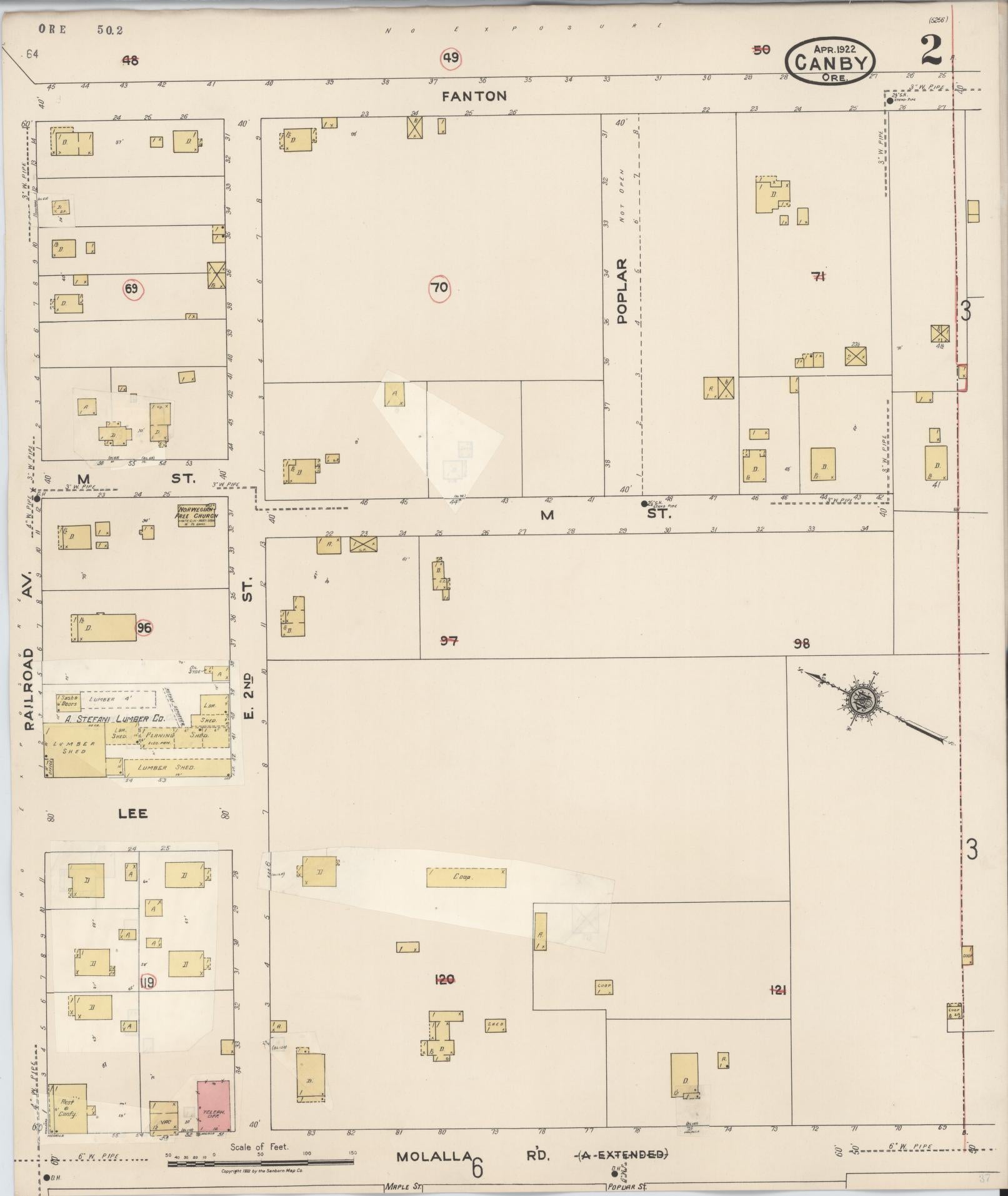 Sanborn Fire Insurance Map from Canby, Clackamas County, Oregon (1931), Sheet #0002 - Complete Map Set gallery image, historic Sanborn map, vintage wall art, Oregon Oregon