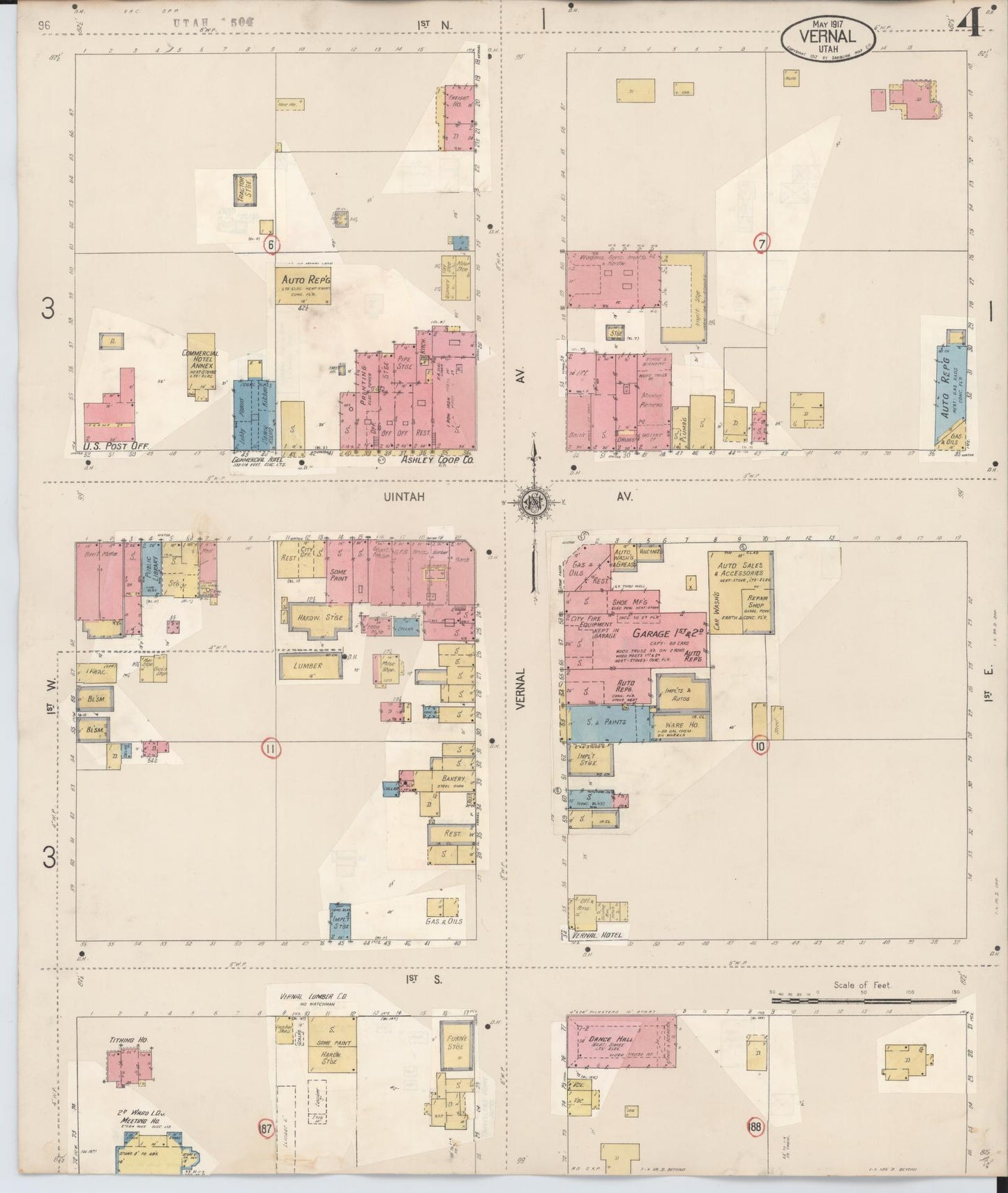 Sanborn Fire Insurance Map from Vernal, Uintah County, Utah (1931), Sheet #0004 - Complete Map Set gallery image, historic Sanborn map, vintage wall art, Utah Utah