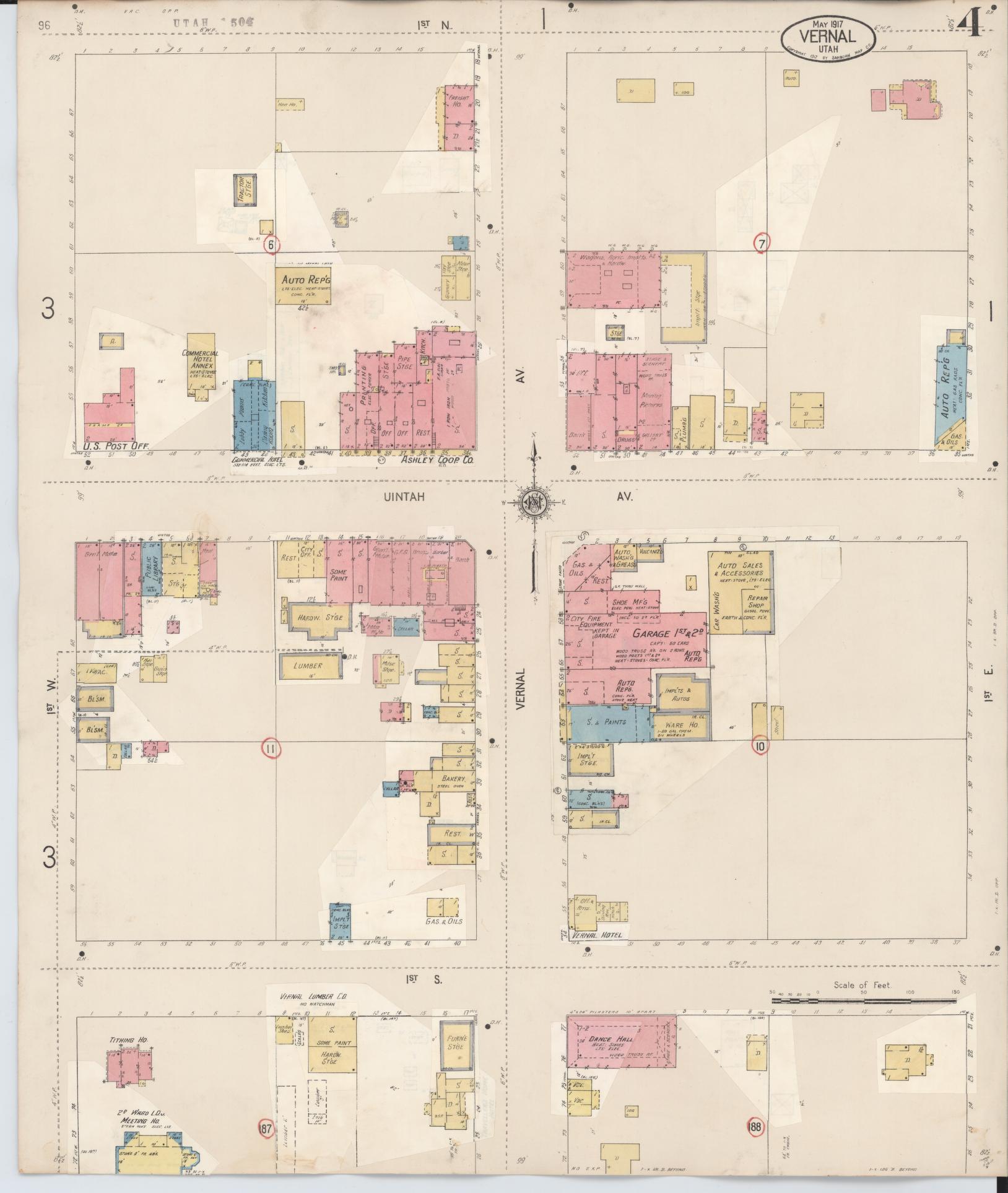 Sanborn Fire Insurance Map from Vernal, Uintah County, Utah (1931), Sheet #0004 - Complete Map Set gallery image, historic Sanborn map, vintage wall art, Utah Utah