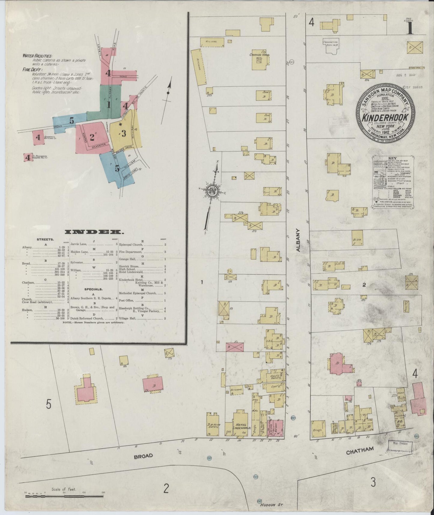 Sanborn Fire Insurance Map from Kinderhook, Columbia County, New York. (1912) – Historic Sanborn Fire Insurance Map Print
