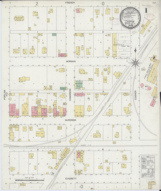 Sanborn Fire Insurance Map from Chapin, Morgan County, Illinois (1898), Sheet #0001 - Historic Sanborn Fire Insurance Map Print, vintage old map wall art, antique decor, genealogy gift, Illinois Illinois map