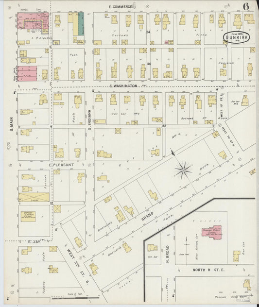 Sanborn Fire Insurance Map from Dunkirk, Jay And Blackford Counties, Indiana (1895), Sheet #0006 - Historic Sanborn Fire Insurance Map Print, vintage old map wall art, antique decor, genealogy gift, Indiana Indiana map